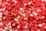 Sequin, Round, 5MM, Cupped, Vintage, 1MM Center Hole, Clear Red Iris