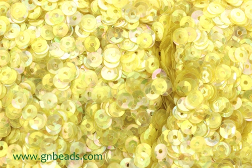 Sequin, Round, 5MM, Cupped, Vintage, 1MM Center Hole, Clear Yellow Iris