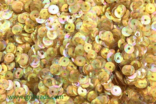 Sequin, Round, 5MM, Cupped, Vintage, 1MM Center Hole, Clear Honey Iris