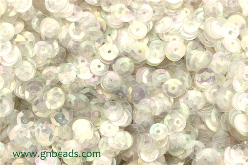 Sequin, Round, 6MM, Cupped, Vintage, 1MM Center Hole, Clear Pale Lilac Iris
