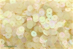 Sequin, 6MM, Vintage, Round, Flat, Center Hole, Clear Pale Yellow Iris