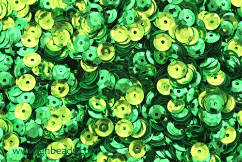 Sequin, 6MM, Cupped, Round, Vintage, 1MM Center Hole, Lime Green Fluorescent