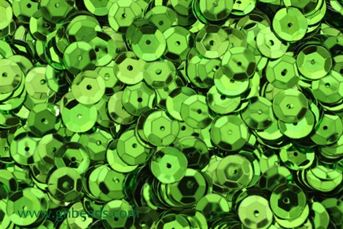 Sequin, Round, 8MM, Cupped, Vintage, 1MM Center Hole, Lime Green