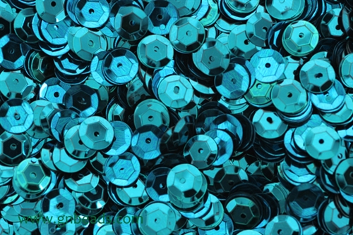 Sequin, Round, 8MM, Cupped, Vintage, 1MM Center Hole, Teal Blue