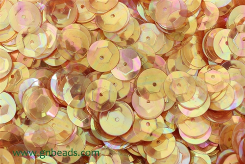 Sequin, 10MM, Round, Cupped, Vintage, 1.5MM Center Hole, Clear Orange Iris