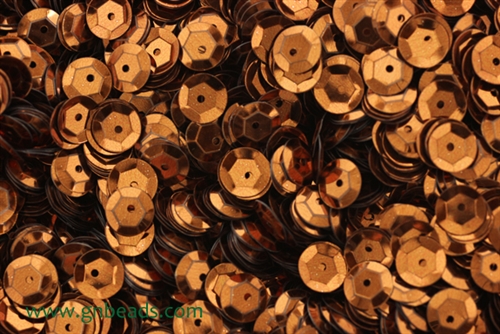 Sequin, Round, 8MM, Cupped, Vintage, 1MM Center Hole, Bronze