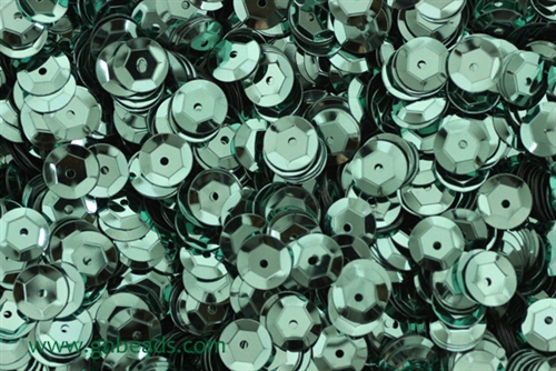 Sequin, Round, 8MM, Cupped, Vintage, 1MM Center Hole, Green Aqua