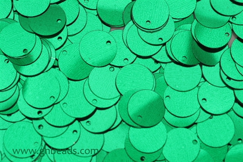 Sequin, Round, 10MM, Vintage, 1.5MM Top Hole, Kelly Green
