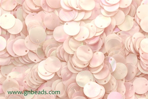Sequin, Round, 10MM, Vintage, 1.5MM Top Hole, Pearl Light Pink