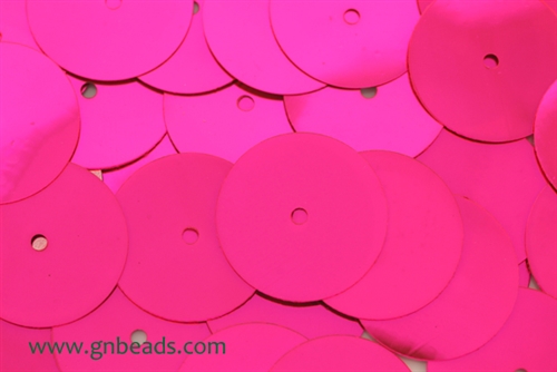 Sequin, Round, 20MM, Vintage, 1.8MM Center Hole, Red Orchid Fluorescent