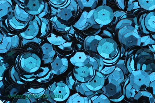 Sequin, 10MM, Round, Cupped, Vintage, 1.5MM Center Hole, Teal