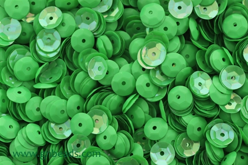 Sequin, Round, 8MM, Cupped, Vintage, 1MM Center Hole, Chalk Green Iris