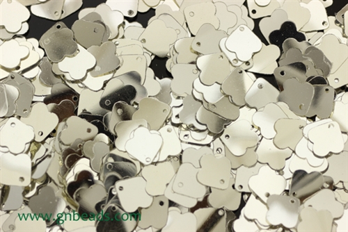 Sequin, Vintage, 8MM, Clover, Silver