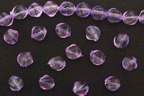 Bead, Vintage, German Acrylic, 8MM, Faceted, Round Twist, Lilac