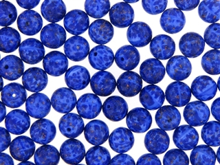 Vintage Czechoslovakian Matrix Beads / 10MM Round Lapis Blue