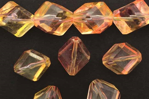 Bead, German Acrylic, Vintage, 20MM, Diamond Cube, Tangerine