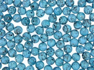 Vintage Czechoslovakian Matrix Beads / 8MM Round Turquoise Blue