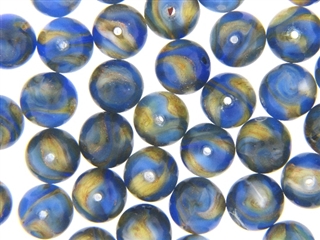 Vintage Czechoslovakian Lampwork Beads / 12MM Round Blue