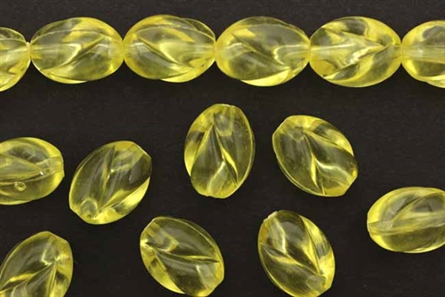 Bead, Vintage, German Acrylic, 15MM, Oval, Twist, Citrine