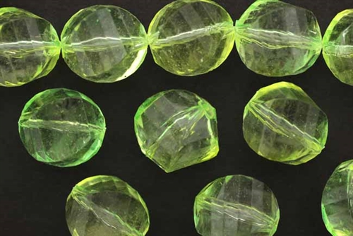 Bead, Vintage, German Acrylic, 18MM, Faceted, Round, Twist, Green