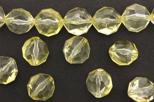 Bead, Vintage, German Acrylic, 14MM, Faceted, Lentil, Pale Citrine