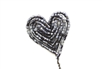 Vintage Italian Seed Bead Heart / Blue Metallic