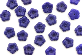 Vintage Sew On Beads / Flower 8MM Dark Blue