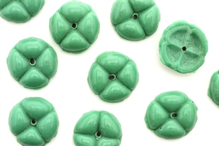 Vintage Sew On Beads / Flower 14MM Green