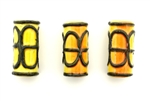 Porcelain Beads,Vintage Large Hole / Tube 35MM Yellow