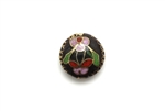 Cloisonne Beads,Vintage / Lentil 15MM Black