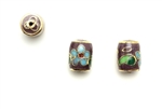 Cloisonne Beads,Vintage / Tube 11MM Plum