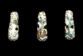 Cloisonne Beads,Vintage / Tear Drop 20MM White