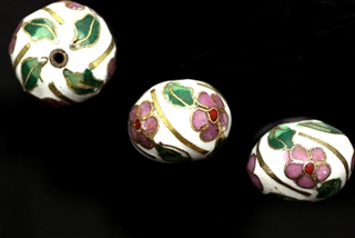 Cloisonne Beads,Vintage / Square 16MM White