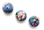 Cloisonne Beads,Vintage / Round 16MM Blue