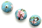 Cloisonne Beads,Vintage / Round 18MM Light Blue