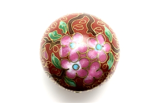 Cloisonne Beads,Vintage / Large Round 40MM Dark Red