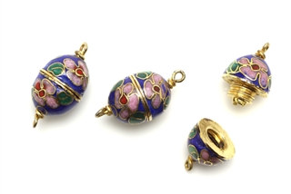 Cloisonne Clasp,Vintage / Oval 21MM Dark Blue