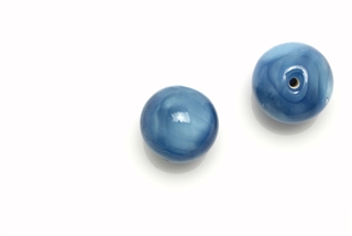 Bead, Czech, Vintage, Glass, "Silk" Lampwork Beads, 12MM, Medium Blue