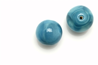 Bead, Czech, Vintage, Glass, "Silk" Lampwork Beads, 15MM, Teal