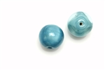 Bead, Czech, Vintage, Glass, "Silk" Lampwork Beads, 13MM, Teal