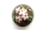 Cloisonne Beads,Vintage / Large Round 40MM Black