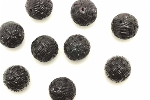 Bead, German Acrylic, Vintage, 14MM, Round, Black