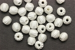 Bead, 9MM, Round, Wound Silk, Vintage, Japanese, White