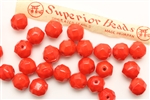 Bead, 8MM, Faceted Round, Vintage, Japanese, Red
