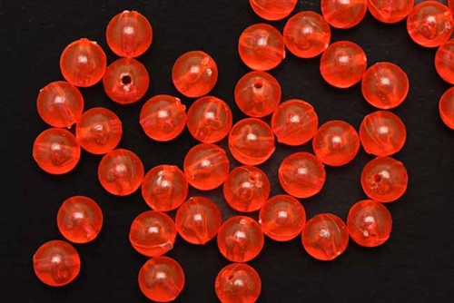 Bead, German Acrylic, Vintage, 8MM, Round, Red Orange