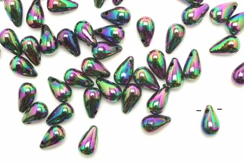 Bead, German Acrylic, Vintage, 10MM, Tear Drop, Purple Iris