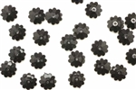 Bead, German Acrylic, Vintage, 10MM, Flat Round, Flower, Black