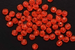 Bead, German Acrylic, Vintage, 6MM, Round Faceted, Red Orange