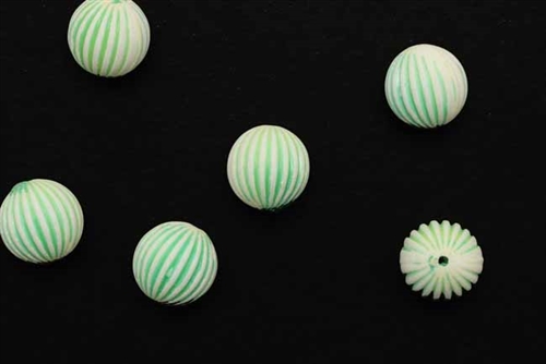 Bead, German Acrylic, Vintage, 12MM, Round, White, Green