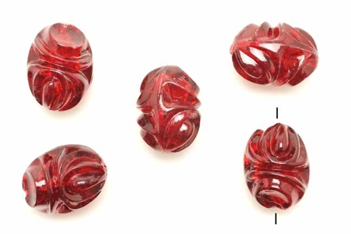 Bead, Austrian Acrylic, Vintage, 22MM, Oval Nugget, Ruby